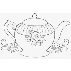 Coloriage Théière décorée de fleurs