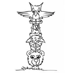 Coloriage Totem avec visages d'animaux
