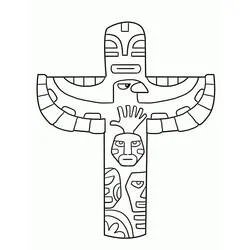 Coloriage Totem avec ailes d'oiseau et visages superposés