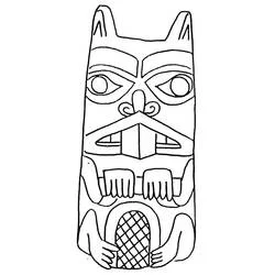 Coloriage Totem au visage animal et oreilles pointues