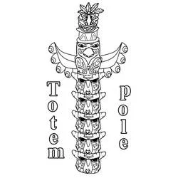 Coloriage Totem avec visages sculptés superposés