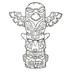 Coloriage Totem aux visages d'animaux superposés