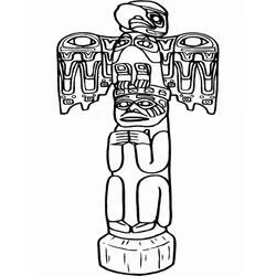 Coloriage Totem aux visages d'animaux empilés