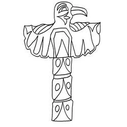 Coloriage Totem avec un aigle aux ailes déployées