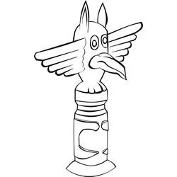 Coloriage Totem à tête d'oiseau ailé