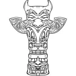 Coloriage Totem à tête d'oiseau et ailes déployées