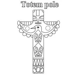 Coloriage Totem avec oiseau aux ailes déployées