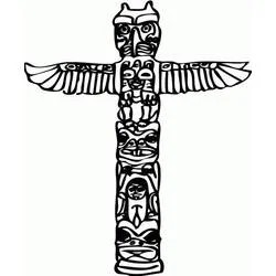 Coloriage Totem aux visages d'animaux empilés et ailes