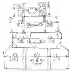 Coloriage Valise empilée en quatre bagages de voyage
