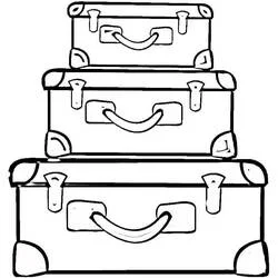 Coloriage Valise trois valises empilées de tailles différentes