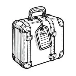 Coloriage Valise avec étiquette home