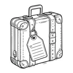 Coloriage Valise vintage avec étiquette de bagage