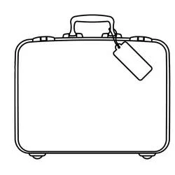 Coloriage Valise simple avec étiquette de bagage