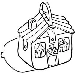 Coloriage Valise en forme de petite maison