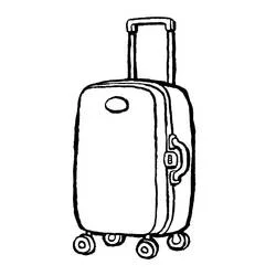 Coloriage Valise à roulettes avec poignée télescopique