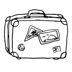 Coloriage Valise avec autocollants de voyage
