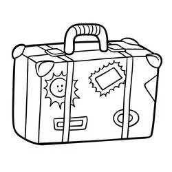 Coloriage Valise couverte d'autocollants de voyage