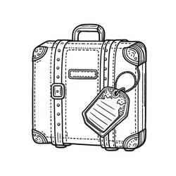 Coloriage Valise vintage avec étiquette de bagage