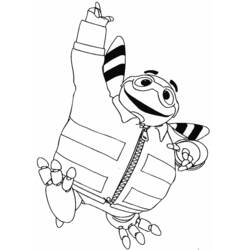 Coloriage Adibou personnage raton laveur pointant vers le haut