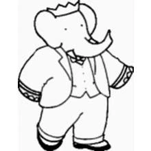 Coloriage Babar avec sa couronne et son costume