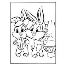 Coloriage Baby Looney Tunes lapins musiciens