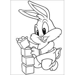 Coloriage Baby Bugs Bunny empilant des cubes