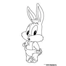 Coloriage Baby Looney Tunes bébé Bugs Bunny debout pensif