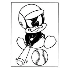 Coloriage Daffy Duck jouant au baseball