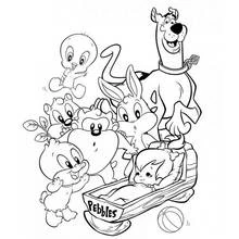 Coloriage Baby Looney Tunes avec Scooby-Doo et Pebbles