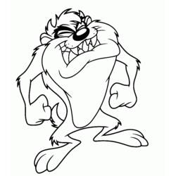 Coloriage Taz serrant les poings avec un grand sourire