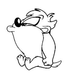 Coloriage Baby Taz marchant la tête baissée