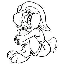 Coloriage Baby Lola Bunny assise en train de câliner ses genoux