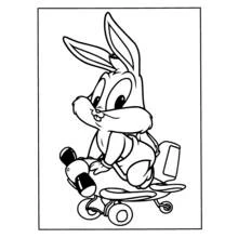 Coloriage Baby Bugs Bunny sur un avion jouet