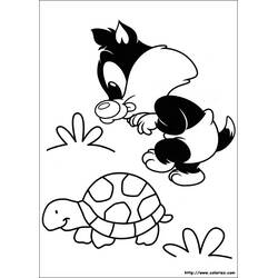 Coloriage Baby Looney Tunes Sylvestre et une tortue