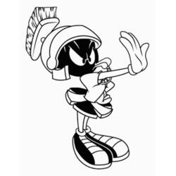 Coloriage Marvin le Martien pointant son pistolet laser