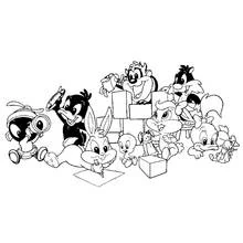 Coloriage Baby Looney Tunes jouant ensemble