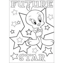 Coloriage Baby Looney Tunes Titi future star parmi les étoiles