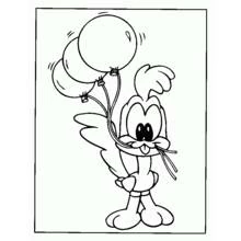 Coloriage Personnage de Baby Looney Tunes tenant des ballons