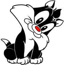 Coloriage Bébé Sylvestre assis avec un gros nez rouge