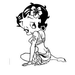 Coloriage Betty Boop assise avec une fleur dans les cheveux