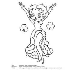 Coloriage Betty Boop dansant les bras levés