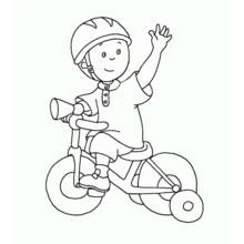 Coloriage Caillou faisant du tricycle