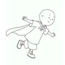 Coloriage Caillou jouant au super-héros avec une cape