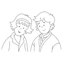 Coloriage Caillou : les parents souriants côte à côte