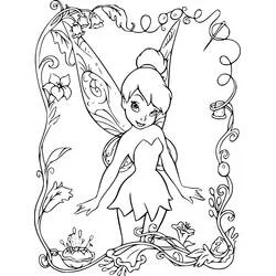 Coloriage Clochette dans un cadre floral