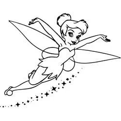 Coloriage Clochette volant avec une traînée d'étoiles