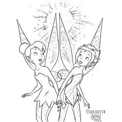 Coloriage Clochette et une fée main dans la main