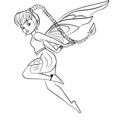 Coloriage Clochette volant avec ses cheveux tressés