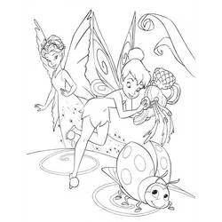 Coloriage Clochette courant avec une fée et une coccinelle