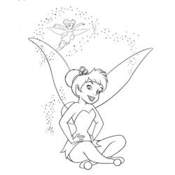 Coloriage Clochette assise avec une fée qui vole au-dessus